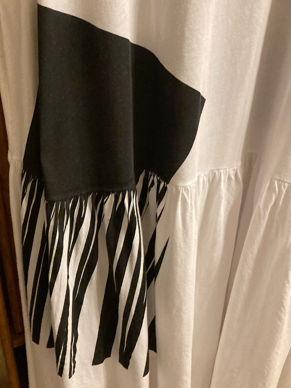 LURDES Bergada faux fringe 💯 cotton high/low tunic White & Black tunic - Picture 5 of 7